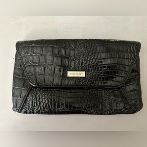 Nine West Black Croc-Embossed Clutch